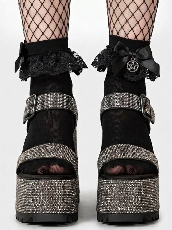 Killstar Shoes - KILLSTAR Night Queen Statement Diamanté  Platform Sandal
